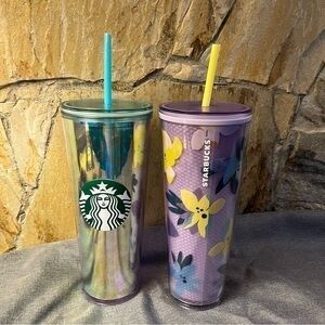 Starbucks Magnolia Floral and 2020 Rare Iridescent Mermaid Scales tumbler - 24oz